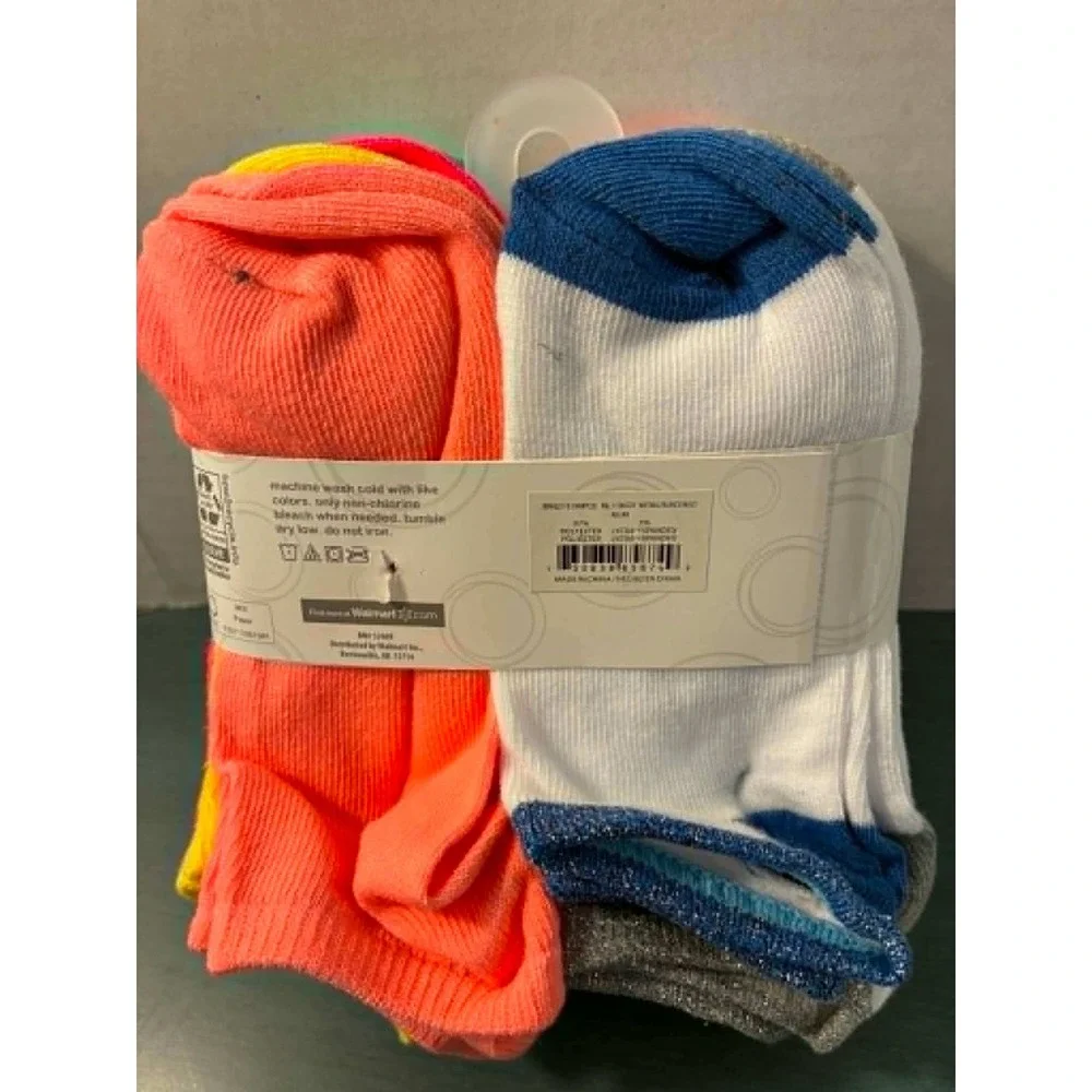 Wonder Nation Girls No Show‎ Socks 20 Pair Pack Multicolor Shoe Size 10.5-4 M
